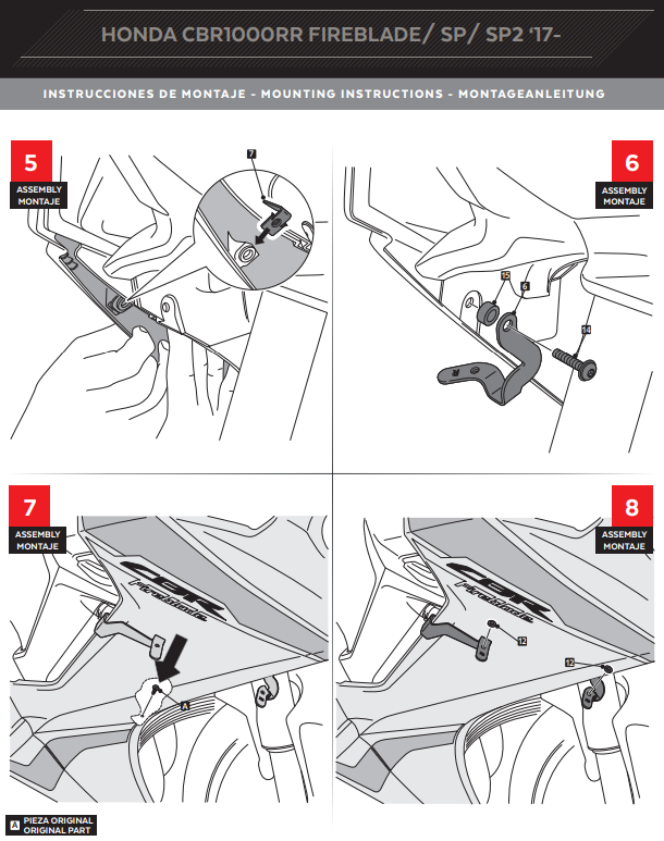 Ailerons Puig Spoiler Force d'appui Honda CBR 1000 RR SC77 (17-19) 9729 