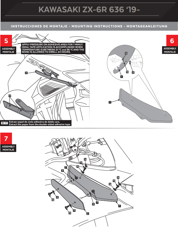 Puig Winglets Spoiler Aérodynamique Kawasaki ZX-6R 636 (18-23) 3176 