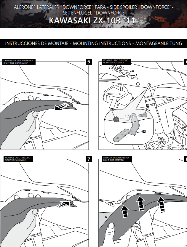 Spoiler de Winglets Puig pour l'appui aérodynamique Kawasaki ZX-10 R/RR (11-20) 9882 