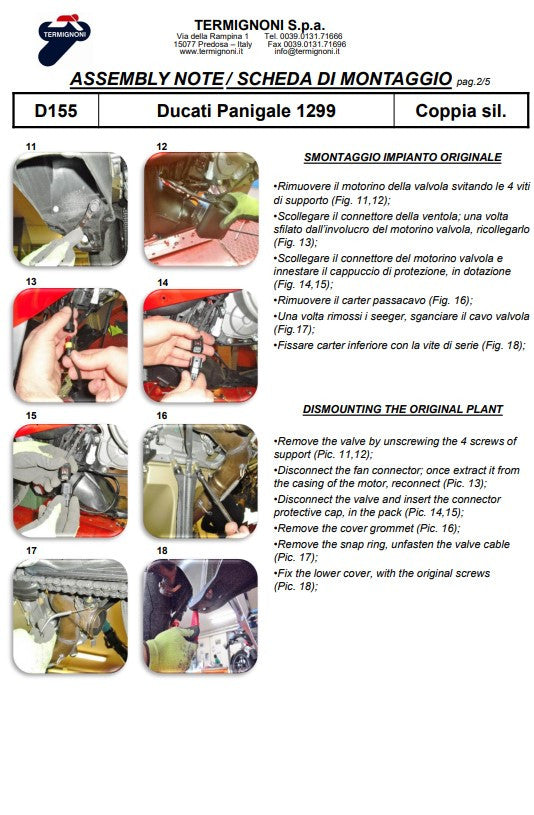 Kit d'échappement Slip-On en carbone Termignoni pour Ducati Panigale 959 (16-19) D155102CPT+D155Y2 