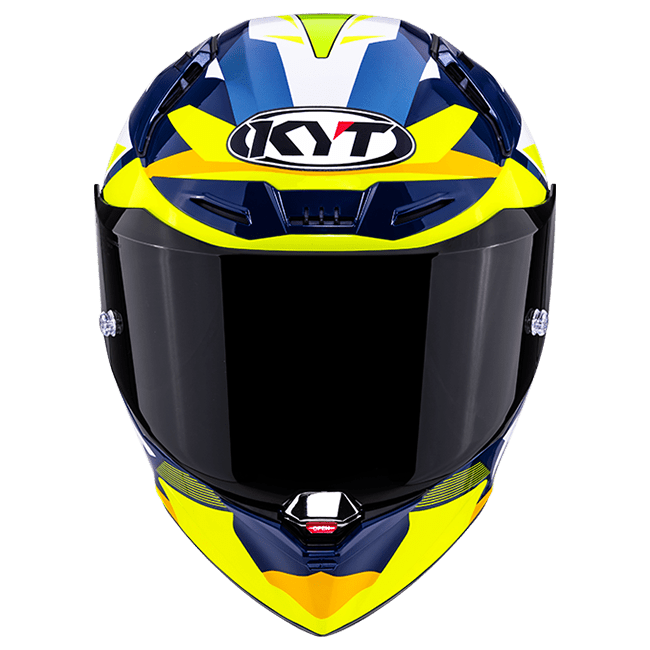 Casque de course KYT R1R en carbone Diamond Bleu / Jaune Y6R10005 