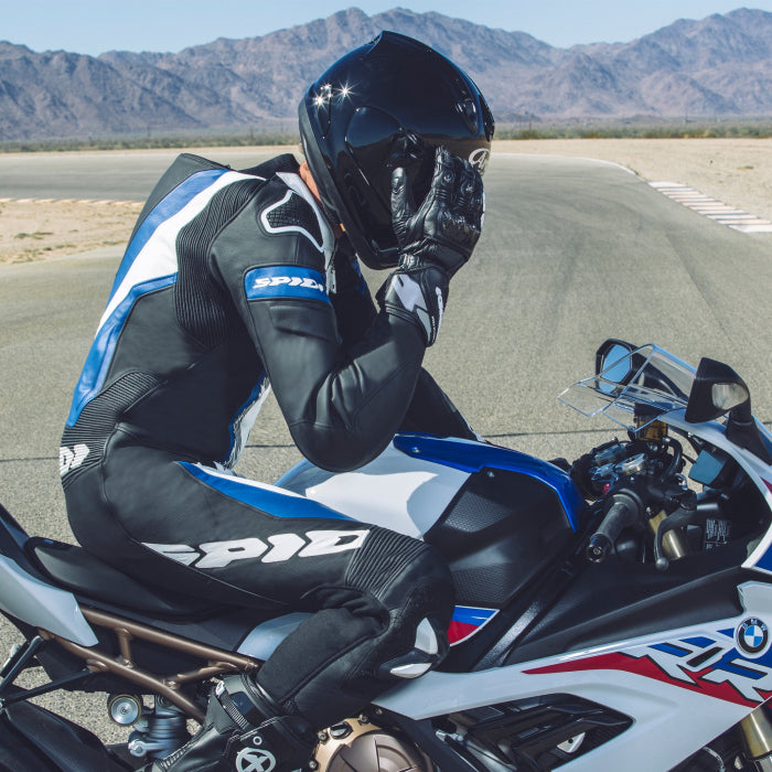 Spidi Laser Pro combinaison une pièce Combinaison en cuir – Combinaison de course perforée | Homme | Noir/Bleu | Y154022 