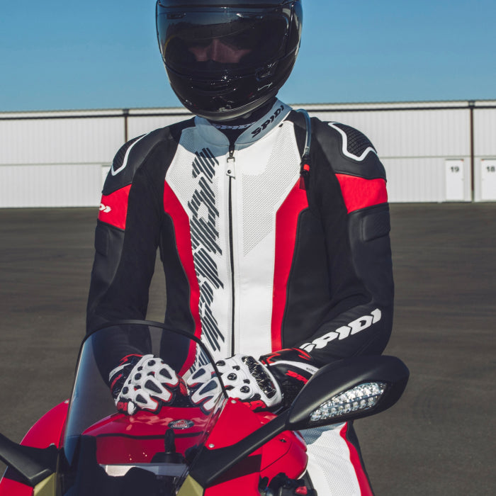 Spidi Laser Pro combinaison une pièce Combinaison en cuir – Combinaison de course perforée | Homme | Rouge | Y154014 