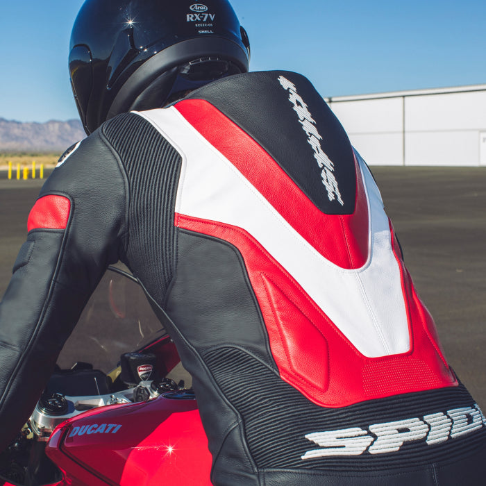 Spidi Laser Pro combinaison une pièce Combinaison en cuir – Combinaison de course perforée | Homme | Rouge | Y154014 