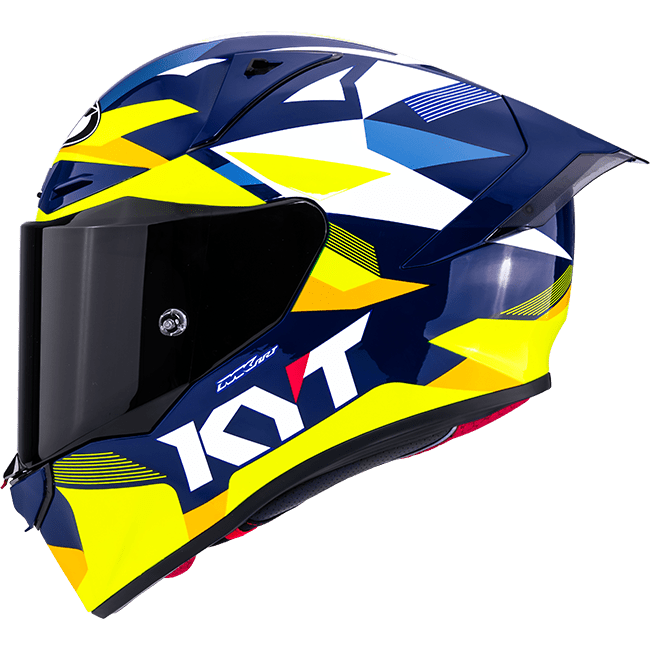 Casque de course KYT R1R en carbone Diamond Bleu / Jaune Y6R10005 