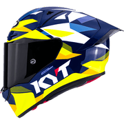 Casque de course KYT R1R en carbone Diamond Bleu / Jaune Y6R10005 
