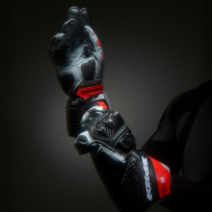 Gants de moto en cuir Spidi Carbo Kangaroo Racing | Homme | Noir-Rouge | A216021 