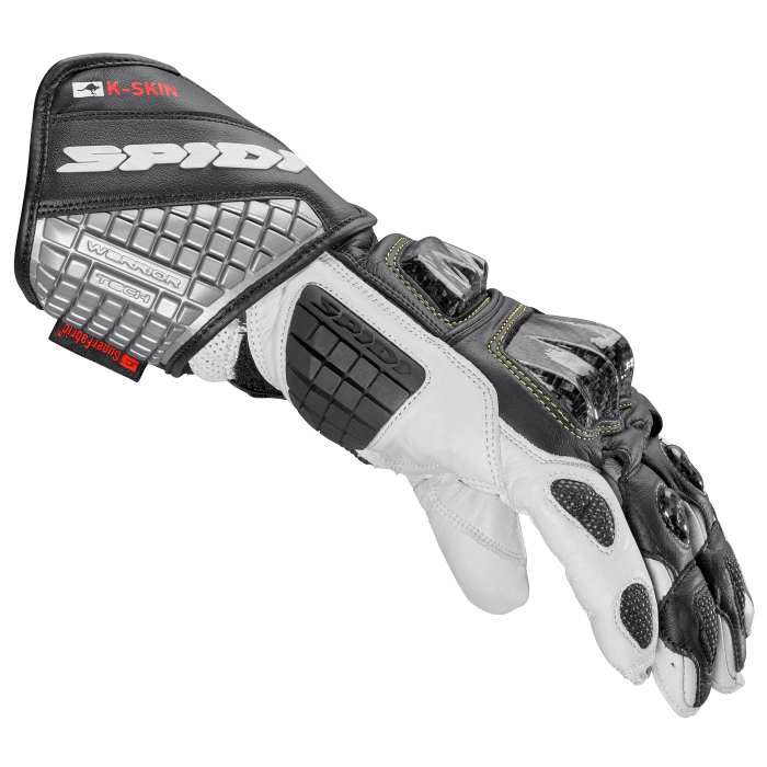 Gants de moto en cuir Spidi Carbo Kangaroo Racing | Hommes | Noir-Blanc | A216011 