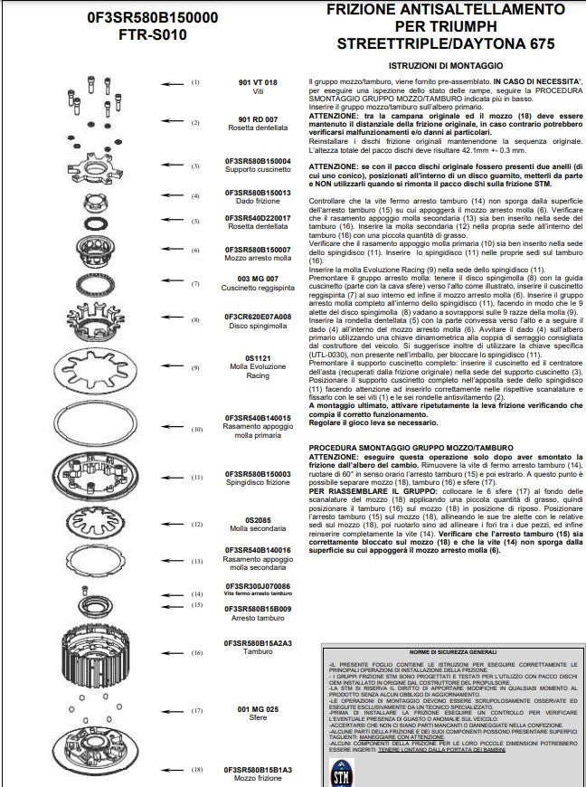 STM Anti-hopping embrayage Triumph Daytona 675 (06-12) FTR-S010 
