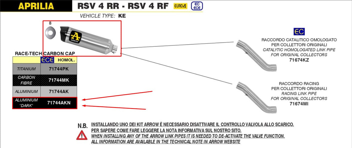 Flèche Slip-On Race-Tech Aluminium Noir Aprilia RSV4/RR/RF (17-18) 71744AKN 