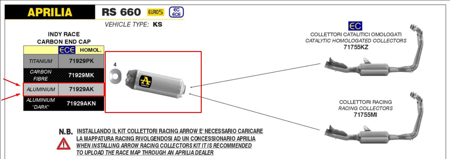 Arrow Slip-On Indy Race Aluminium Aprilia RS 660 (20-25) 71929AK 
