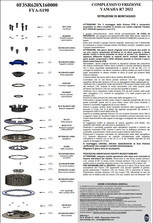 Embrayage anti-hopping STM Yamaha YZF-R7 (22-25) FYA-S190 