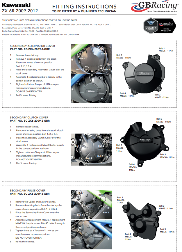Protection de l'alternateur capot GBRacing Kawasaki ZX-6R/636/RR (07-25) 