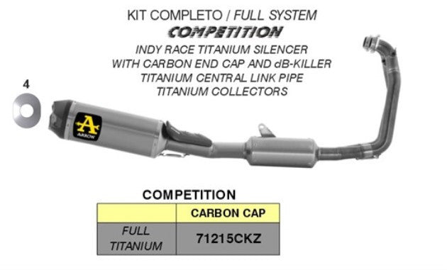 Système complet Arrow Competition Titanium Aprilia RS 660 (20-25) 71215CKZ 