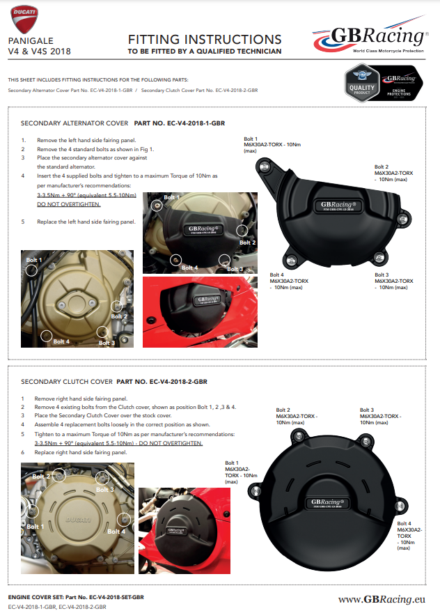 Protection de générateur couvercle de protection GBRacing Ducati Panigale V4/S (18-24) 
