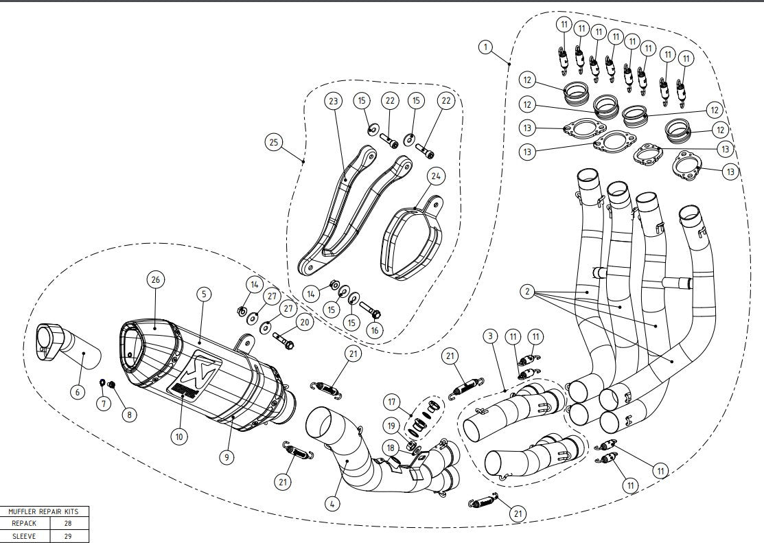 Ligne de course Akrapovic (Acier inoxydable) Kawasaki ZX-10R/RR (16-20) S-K10R9-ZC 