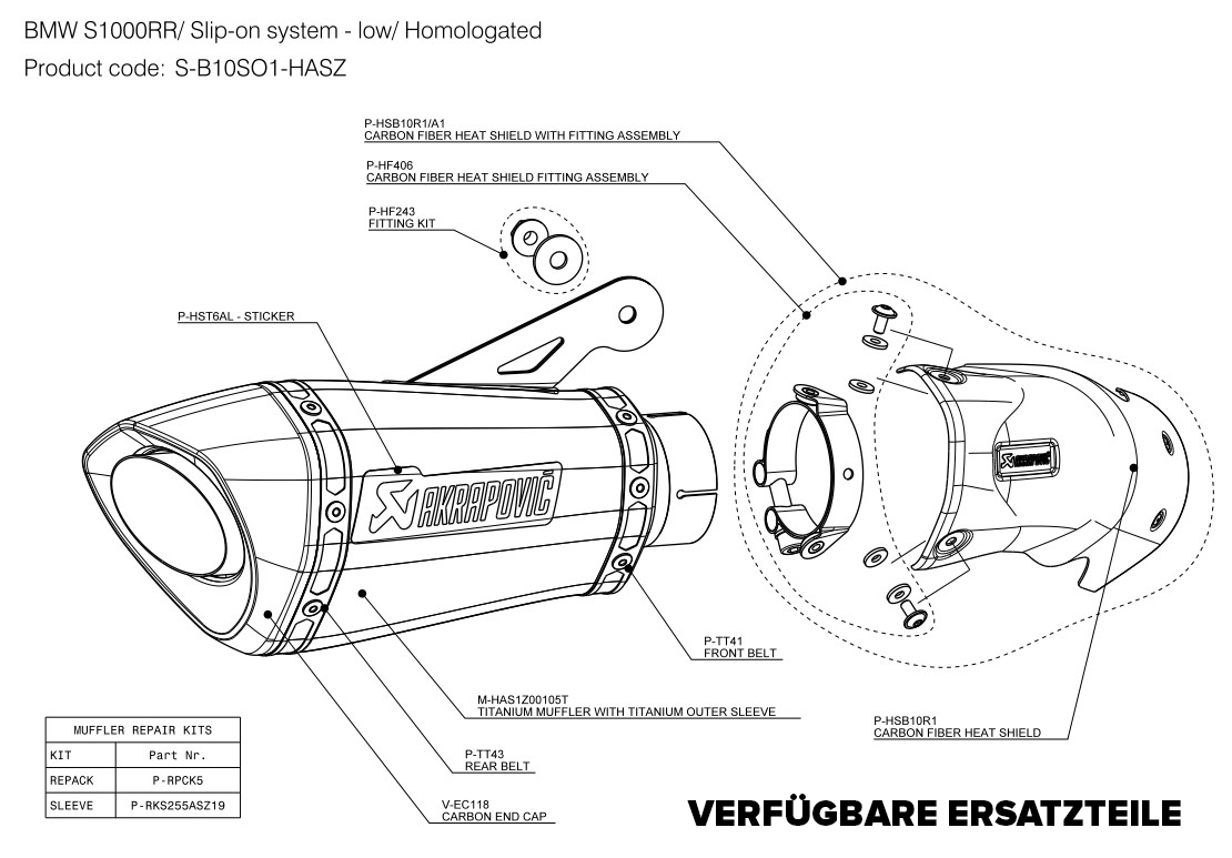 Akrapovic Slip-On Line (Titane) BMW S1000RR K46 (10-14) S-B10SO1-HASZ 